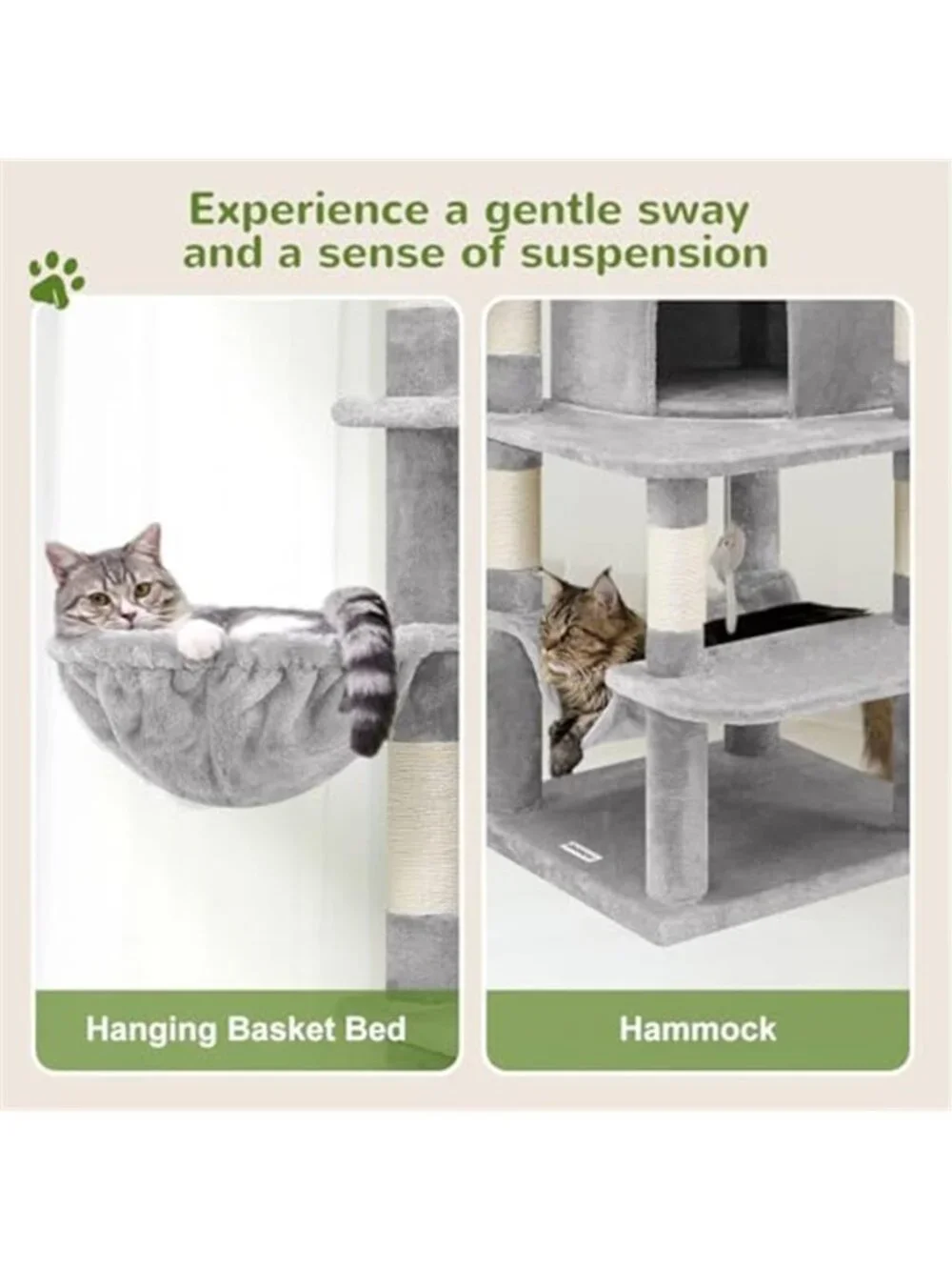 66inch Cat Tree Tall Curved Series Large Cat Tower